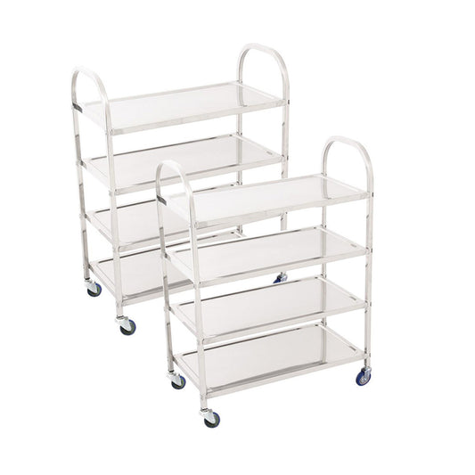 SOGA 2X 4 Tier 950x500x1220 Stainless Steel Kitchen Dining Food Cart Trolley Utility • LUZ-FoodCart1007X2