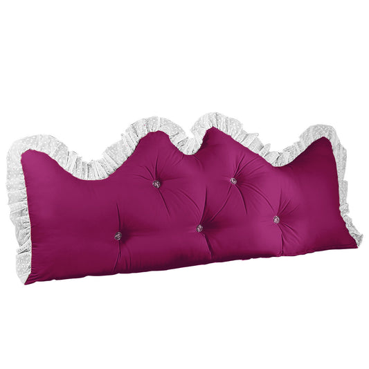 SOGA 150cm Burgundy Princess Bed Pillow Headboard Backrest Bedside Tatami Sofa Cushion with Ruffle Lace Home Decor • LUZ-PillowSlk150Burgundy