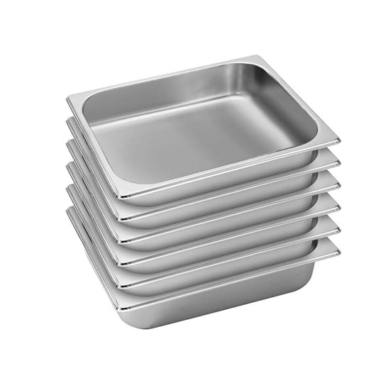 SOGA 6X Gastronorm GN Pan Full Size 1/2 GN Pan 6.5cm Deep Stainless Steel Tray • LUZ-GastronormPans5409X6