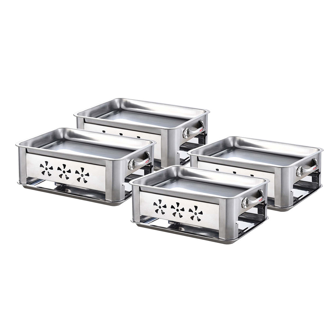 4X 45CM Portable Stainless Steel Outdoor Chafing Dish BBQ Fish Stove Grill Plate • LUZ-ChafingDishFish45cmX4