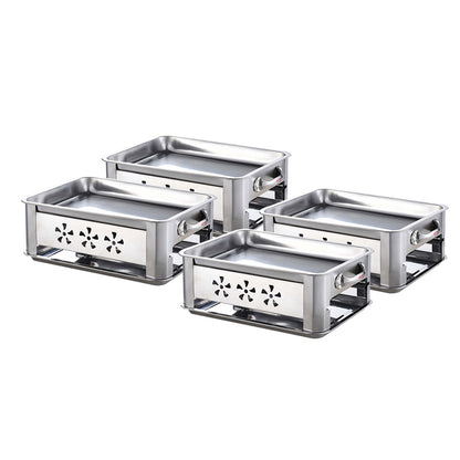 4X 45CM Portable Stainless Steel Outdoor Chafing Dish BBQ Fish Stove Grill Plate • LUZ-ChafingDishFish45cmX4
