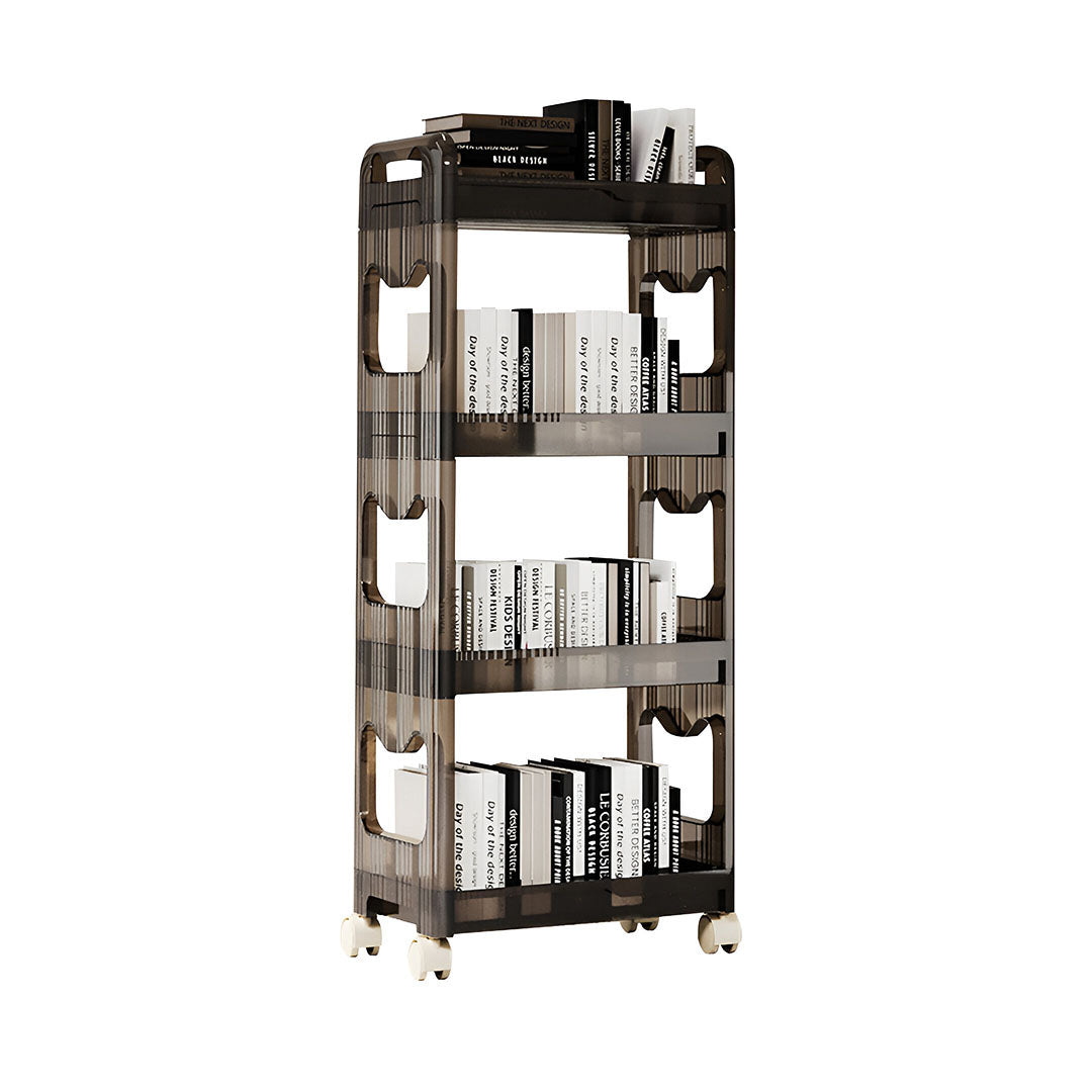 SOGA 38x24cm Black 4 Tier Bookshelf & Cosmetic Storage Organizer Trolley Rack • LUZ-BookSheDark6