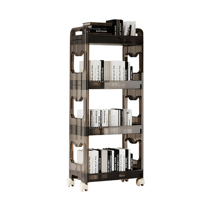SOGA 38x24cm Black 4 Tier Bookshelf & Cosmetic Storage Organizer Trolley Rack • LUZ-BookSheDark6