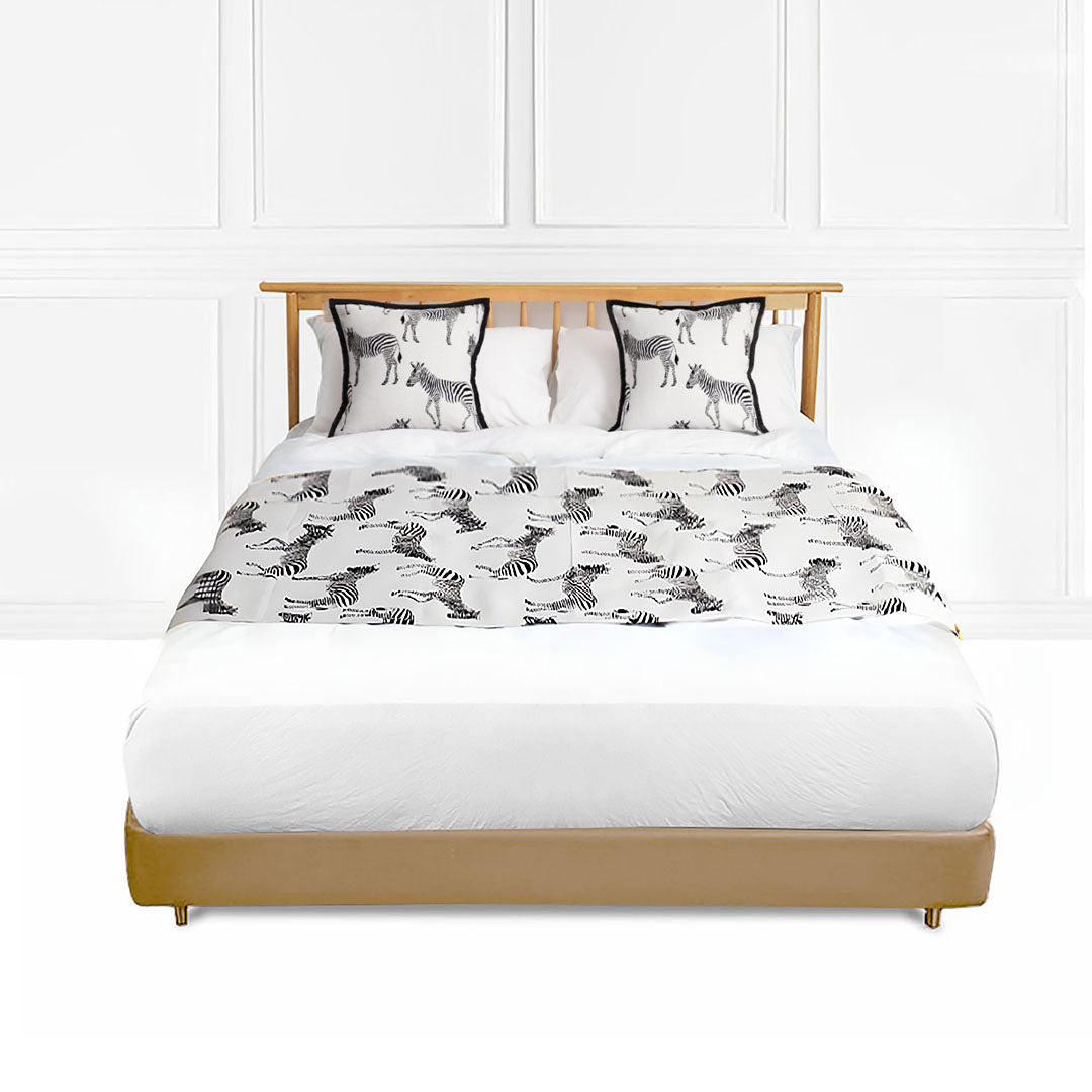 SOGA 1.8m Bed Light Luxury Zebra Vintage Bed Scarf Runner Bedding Tail Pad Flag For Home Hotel Set of 3 • LUZ-BedFlagS77