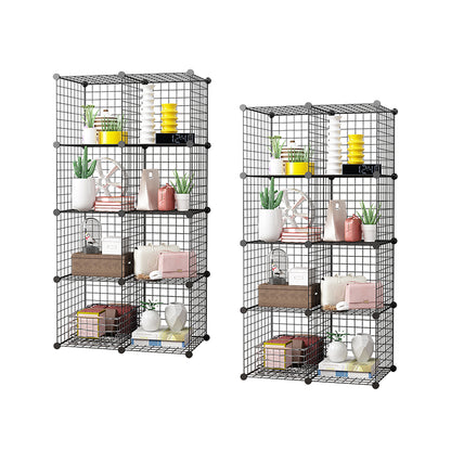 SOGA 2X Black Portable 8-Cube Storage Organiser Foldable DIY Modular Grid Space Saving Shelf • LUZ-NetBox2008X2