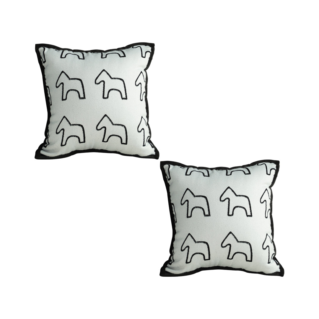 SOGA 2X 45cm Throw Pillow White Teddy Fleece Square Pony Design Decorative Cushion for Living Room • LUZ-FrenchCushion291X2