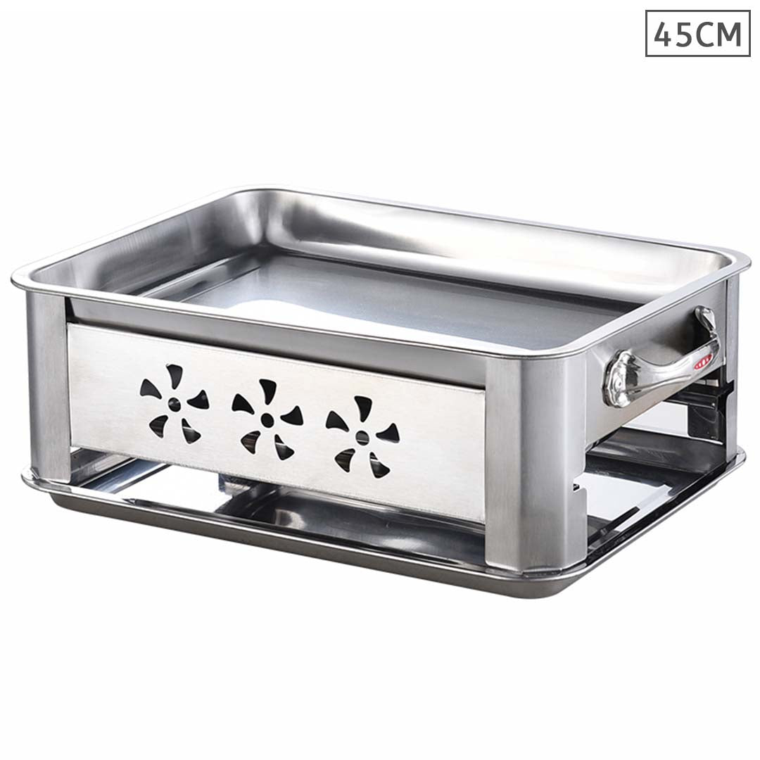 45cm Portable Stainless Steel Outdoor Chafing Dish BBQ Fish Stove Grill Plate • LUZ-ChafingDishFish45cm