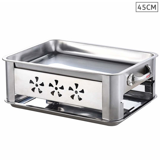 45cm Portable Stainless Steel Outdoor Chafing Dish BBQ Fish Stove Grill Plate • LUZ-ChafingDishFish45cm