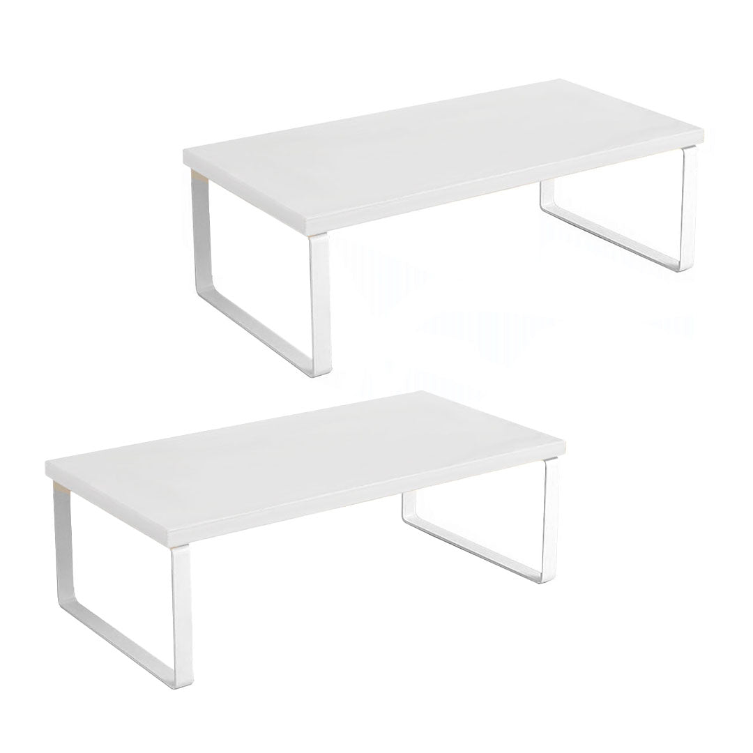 SOGA 2X 40cm White Computer Monitor Elevated Stand Desktop Support Station Rack • LUZ-Level002X2