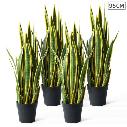SOGA 4X 95cm Artificial Indoor Yellow Edge Tiger Piran Fake Decoration Tree Flower Pot Plant • LUZ-APlantFH0105YX4