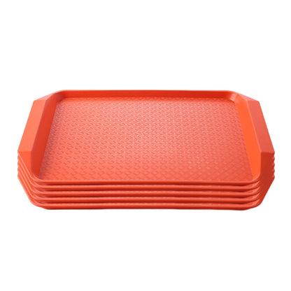 SOGA Rectangular Serving Tray Heavy Duty Waterproof Stackable Plastic Food Snack Pan Set of 5 Orange • LUZ-PVPlateOrangeX5