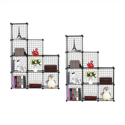 SOGA 2X Black Portable 9-Cube 3 Column Storage Organiser Foldable DIY Modular Grid Space Saving Shelf • LUZ-NetBox3011X2