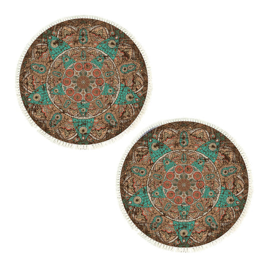 SOGA 2X 90cm Mandala Round Area Thick Anti-slip Doormat, Home Decor • LUZ-CarpetYH30X2