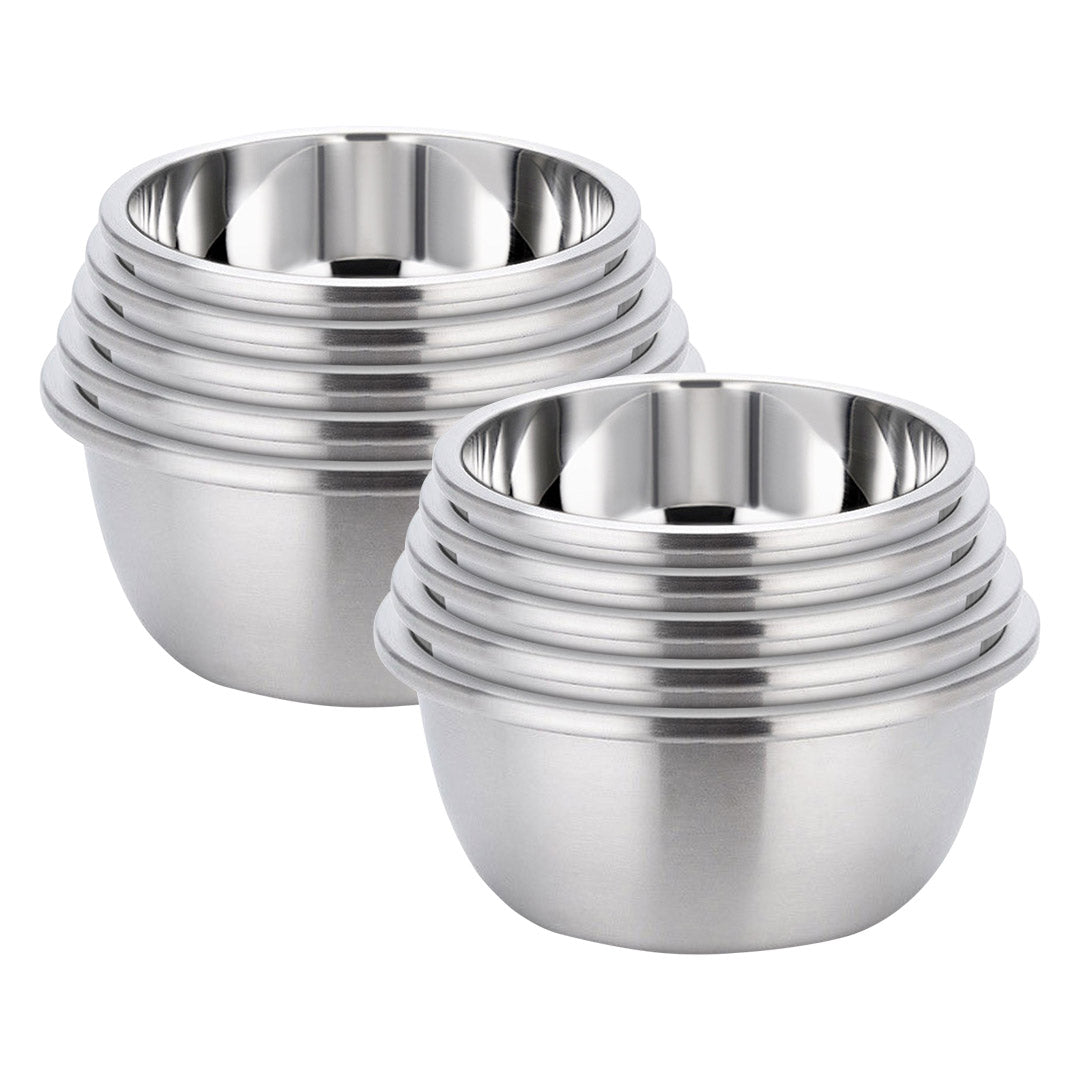 SOGA 2X 5Pcs Deepen Polished Stainless Steel Stackable Baking Washing Mixing Bowls Set Food Storage Basin • LUZ-Bowl887X2
