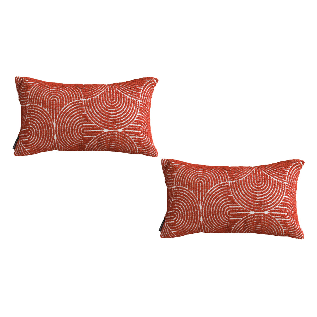SOGA 2X 35cm Throw Pillow Burgundy Cinnabar Perfect Burnt Indoor and Outdoor Corded for Home Decor • LUZ-FrenchCushion315X2