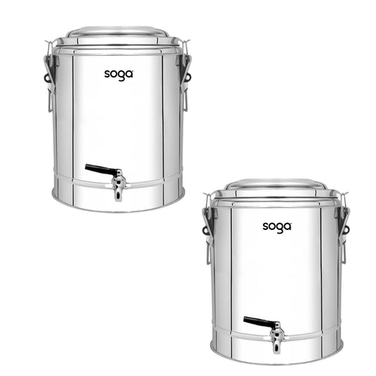 SOGA 2X 50L Stainless Steel Insulated Stock Pot Dispenser Hot & Cold Beverage Container With Tap • LUZ-InsulatedPotwTap3106X2