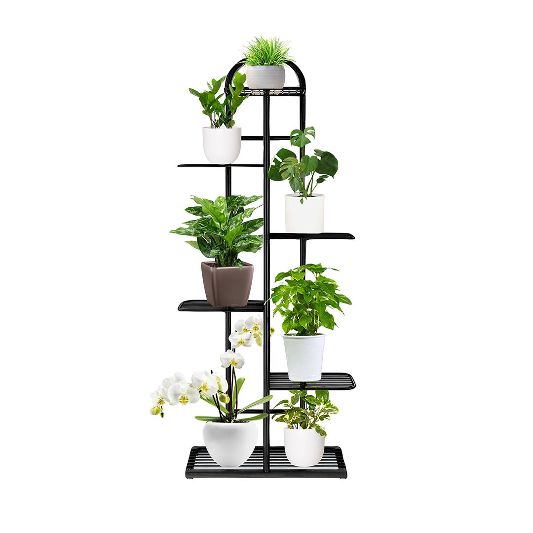 SOGA 6 Tier 7 Pots Black Metal Plant Stand Flowerpot Display Shelf Rack Indoor Home Office Decor • LUZ-FPotH04