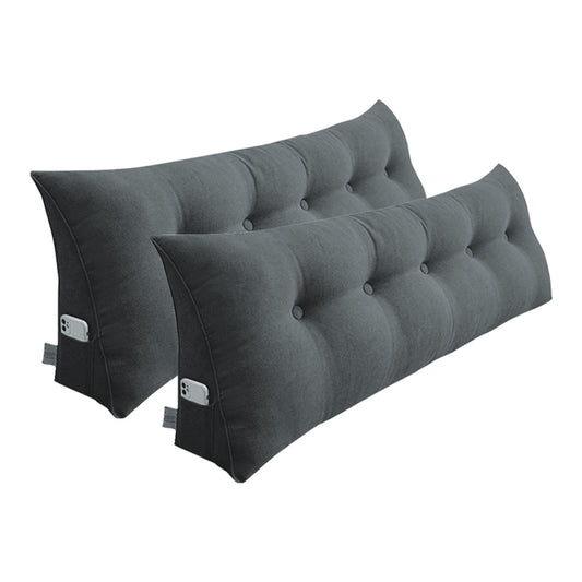 SOGA 2X 150cm Dark Grey Triangular Wedge Bed Pillow Headboard Backrest Bedside Tatami Cushion Home Decor • LUZ-PillowFab150GreyX2