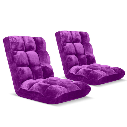SOGA 2X Floor Recliner Folding Lounge Sofa Futon Couch Folding Chair Cushion Purple • LUZ-LoungeChairPurpleX2