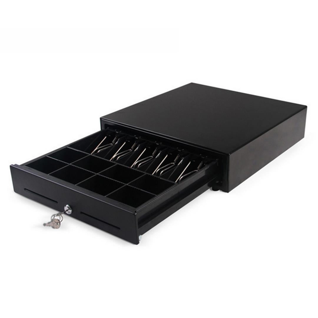 SOGA Black Heavy Duty Cash Drawer Electronic 4 Bills 8 Coins Cheque Slot Tray Pos 410 • LUZ-CashDrawer410