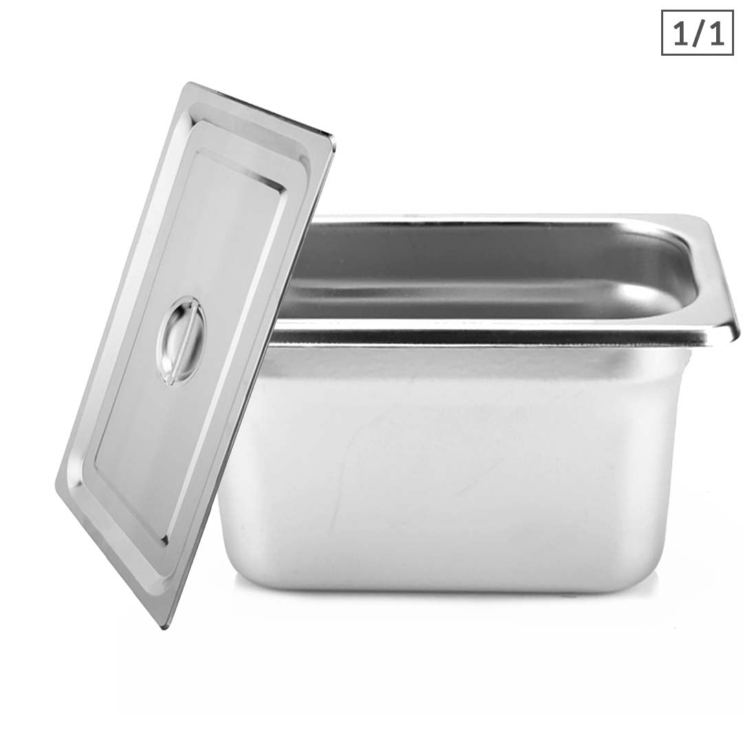 SOGA Gastronorm GN Pan Full Size 1/1 GN Pan 20cm Deep Stainless Steel Tray With Lid • LUZ-GP5406wLidX1