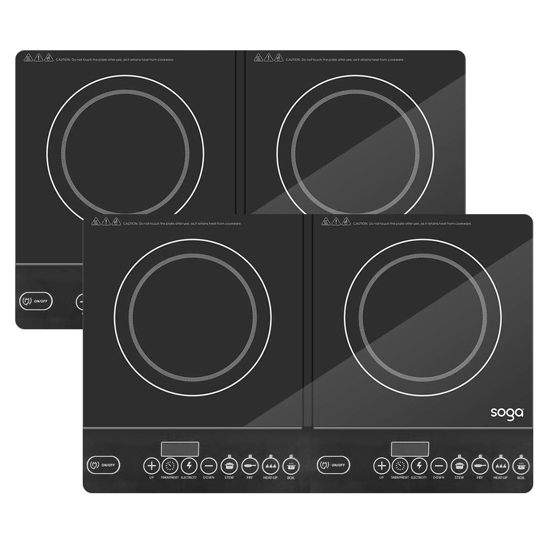 SOGA 2X Cooktop Portable Induction LED Electric Double Duo Hot Plate Burners Cooktop Stove • LUZ-ElectricCooktopDoubleX2