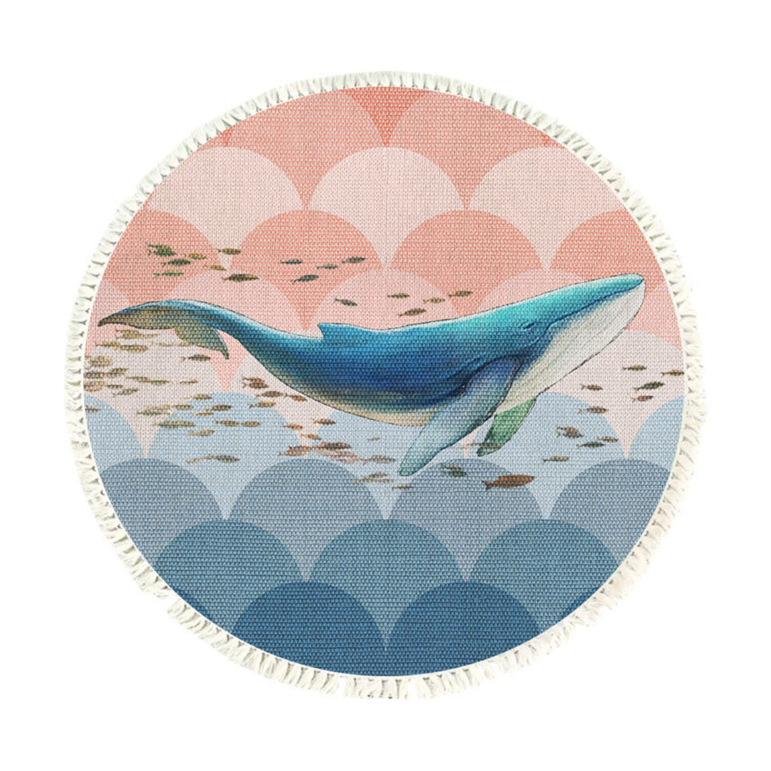 SOGA 120cm Round Tassels Shark Print Area Rugs, Home Decor • LUZ-CarpetA143