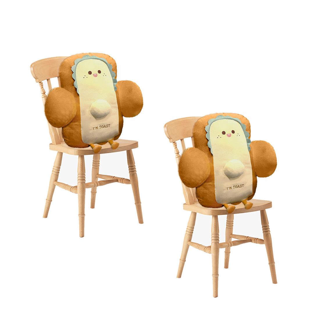 SOGA 2X 58cm Cute Face Toast Bread Cushion Stuffed Car Seat Plush Cartoon Back Support Pillow Home Decor • LUZ-SCushion063X2