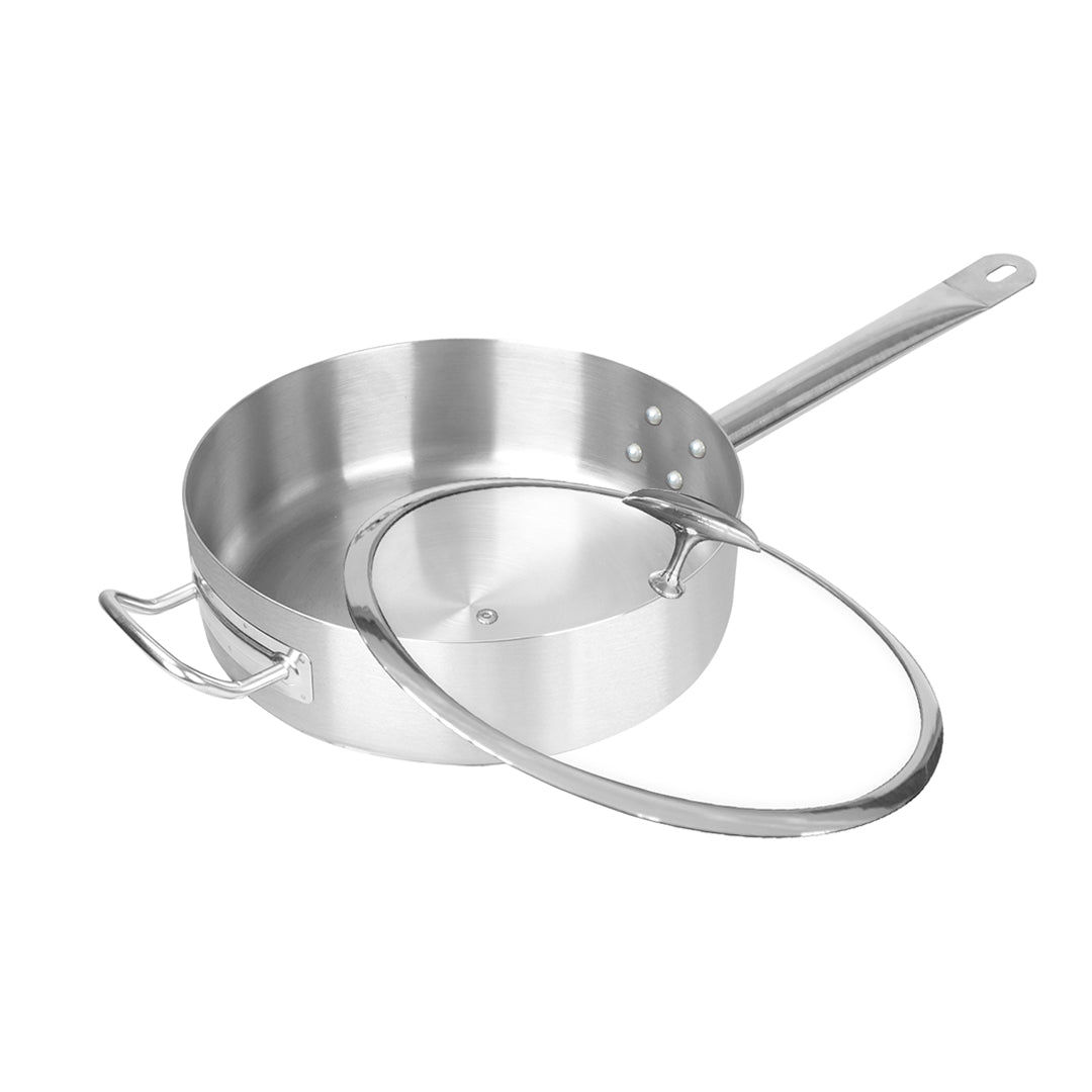 SOGA 32cm Stainless Steel Saucepan Sauce pan with Glass Lid and Helper Handle Triple Ply Base Cookware • LUZ-SaucePanSS423232CM