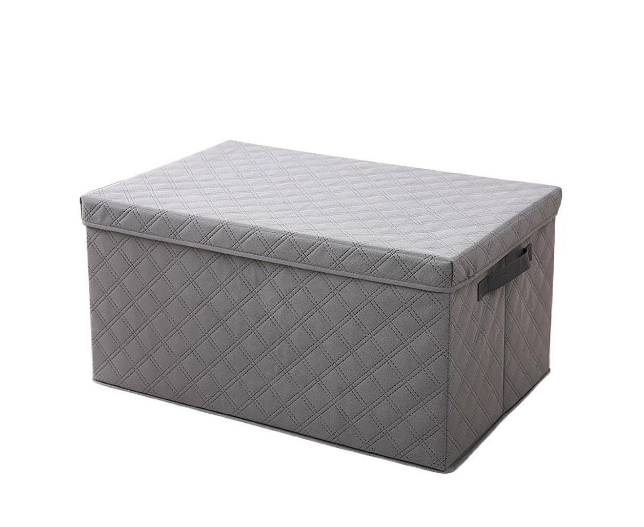 SOGA Medium Grey Non-Woven Diamond Quilt Grid Fabric Storage/Organizer • LUZ-SBox042