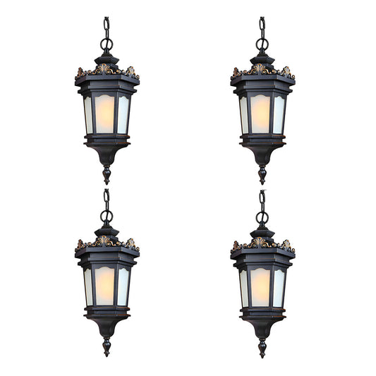 Vintage Lamp 4X 54.5cm Elegant Aluminum & Glass Lantern Chandelier Classic Hanging Light Fixture Antique Style • LUZ-Lamp320HangX4