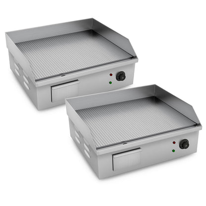 SOGA 2X Electric Stainless Steel Ribbed Griddle Commercial Grill BBQ Hot Plate LUZ-Griddle818-10GX2