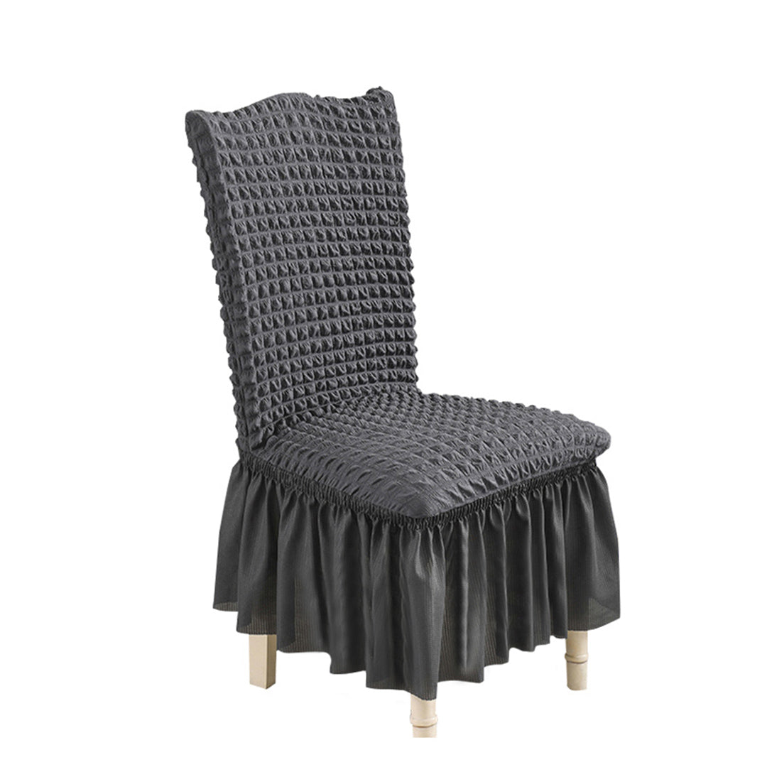 SOGA Dark Grey Chair Cover Seat Protector with Ruffle Skirt Stretch Slipcover Wedding Party Home Decor • LUZ-Chaircov25E