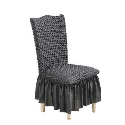 SOGA Dark Grey Chair Cover Seat Protector with Ruffle Skirt Stretch Slipcover Wedding Party Home Decor • LUZ-Chaircov25E
