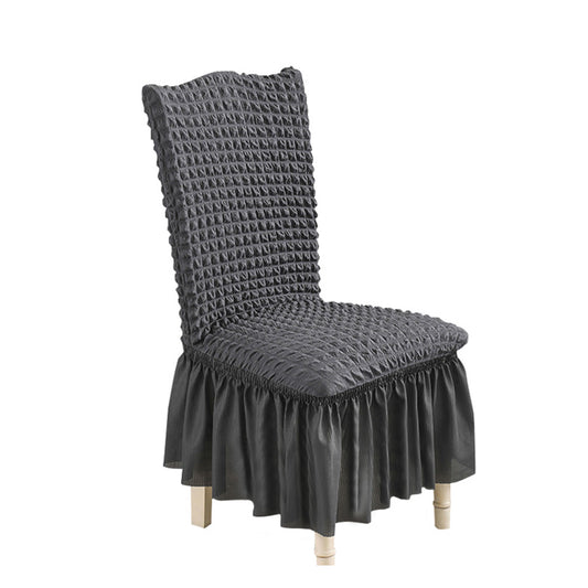 SOGA Dark Grey Chair Cover Seat Protector with Ruffle Skirt Stretch Slipcover Wedding Party Home Decor • LUZ-Chaircov25E