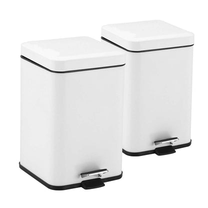 SOGA 2X Foot Pedal Stainless Steel Rubbish Recycling Garbage Waste Trash Bin Square 6L White • LUZ-RubbishBinSquare6LWhiteX2