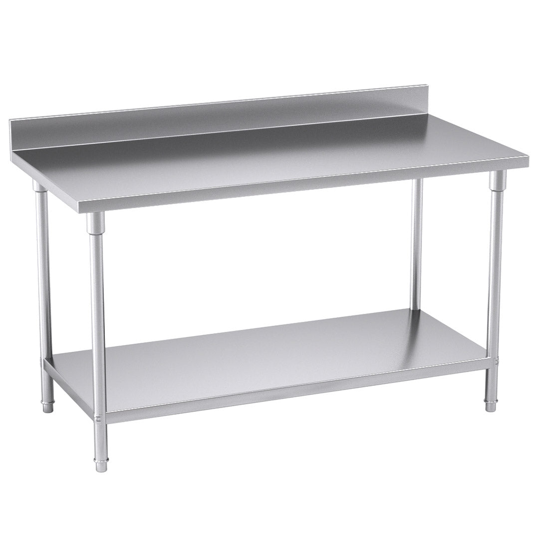 SOGA Commercial Catering Kitchen Stainless Steel Prep Work Bench Table with Back-splash 150*70*85cm • LUZ-WorkBenchSS2004150CM