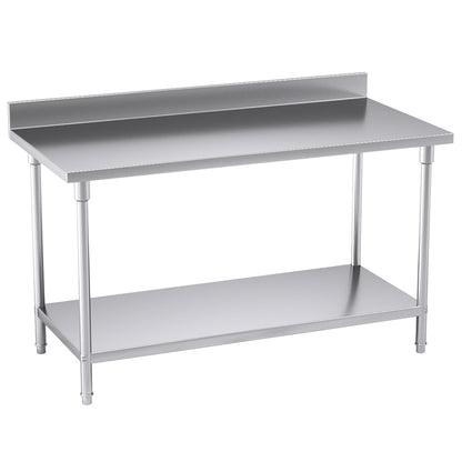 SOGA Commercial Catering Kitchen Stainless Steel Prep Work Bench Table with Back-splash 150*70*85cm • LUZ-WorkBenchSS2004150CM