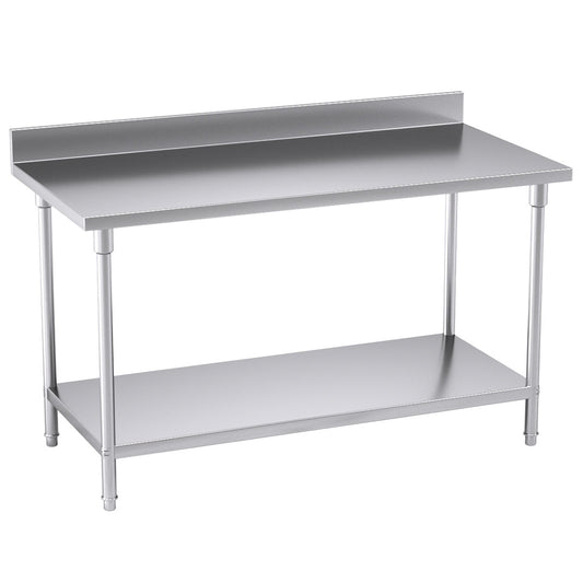 SOGA Commercial Catering Kitchen Stainless Steel Prep Work Bench Table with Back-splash 150*70*85cm • LUZ-WorkBenchSS2004150CM