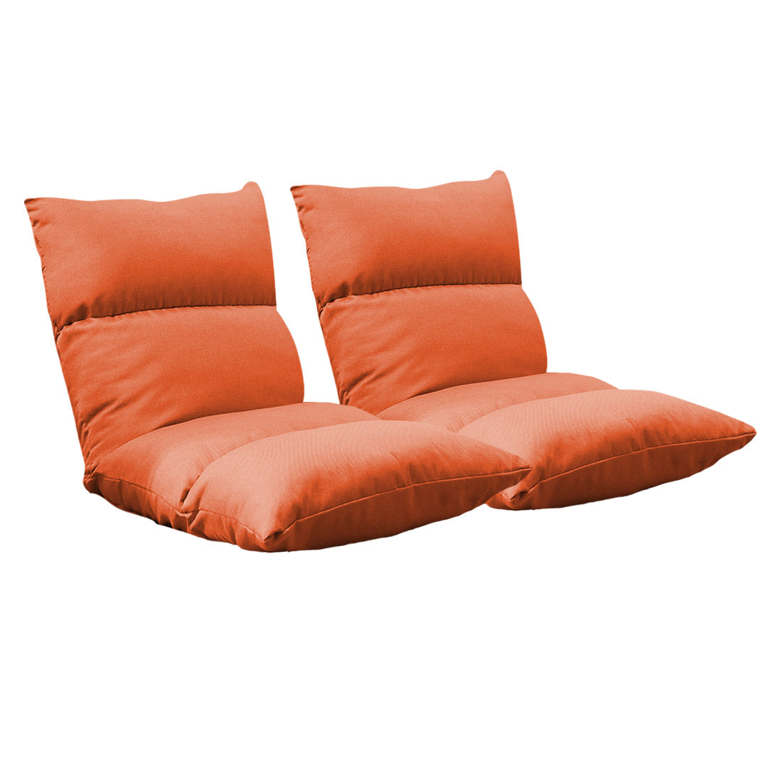 SOGA 2X Lounge Floor Recliner Adjustable Lazy Sofa Bed Folding Game Chair Orange • LUZ-LoungeFabricOrangeX2