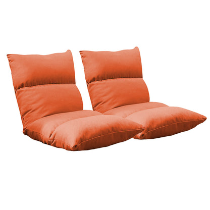 SOGA 2X Lounge Floor Recliner Adjustable Lazy Sofa Bed Folding Game Chair Orange • LUZ-LoungeFabricOrangeX2