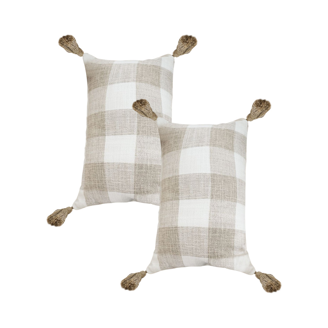 SOGA 2X 35CM Pillow Lumbar Cover Decorative Plaid Farmhouse Cushion Throw Pillow • LUZ-FrenchCushion204X2