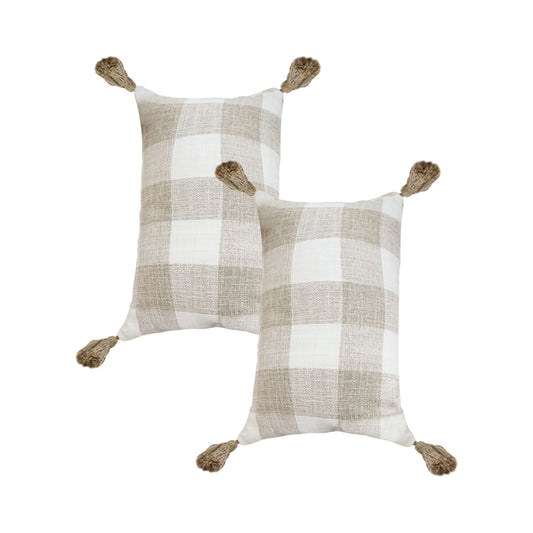 SOGA 2X 35CM Pillow Lumbar Cover Decorative Plaid Farmhouse Cushion Throw Pillow • LUZ-FrenchCushion204X2