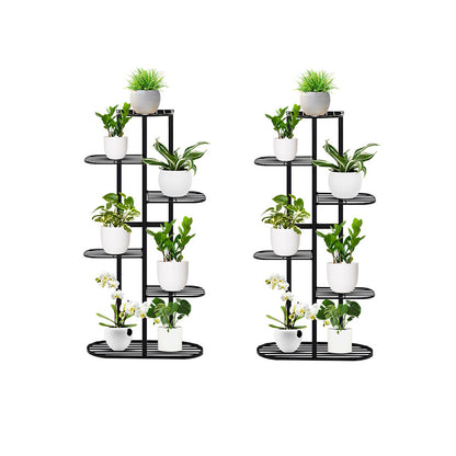 SOGA 2X 6 Tier 7 Pots Black Metal Plant Rack Flowerpot Storage Display Stand Holder Home Garden Decor • LUZ-FPotH21X2