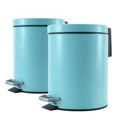 SOGA 2X 12L Foot Pedal Stainless Steel Rubbish Recycling Garbage Waste Trash Bin Round Blue • LUZ-RubbishBinRound12LBlueX2