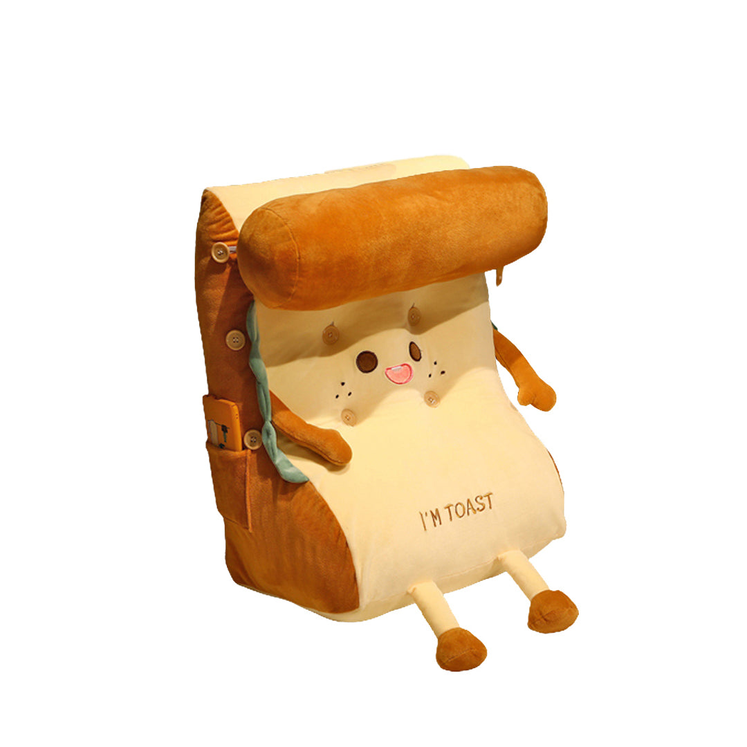 SOGA Cute Face Toast Bread Wedge Cushion Stuffed Plush Cartoon Back Support Pillow Home Decor • LUZ-SCushion024