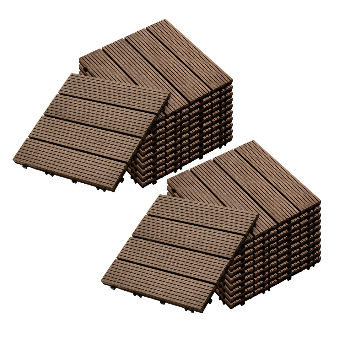 SOGA 2X 11 pcs Dark Chocolate DIY Wooden Composite Decking Tiles Garden Outdoor Backyard Flooring Home Decor • LUZ-Deck7001X2