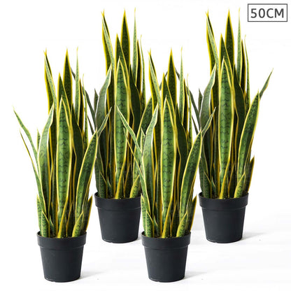 SOGA 4X 50cm Artificial Indoor Yellow Edge Tiger Piran Fake Decoration Tree Flower Pot Plant • LUZ-APlantFH0119YX4