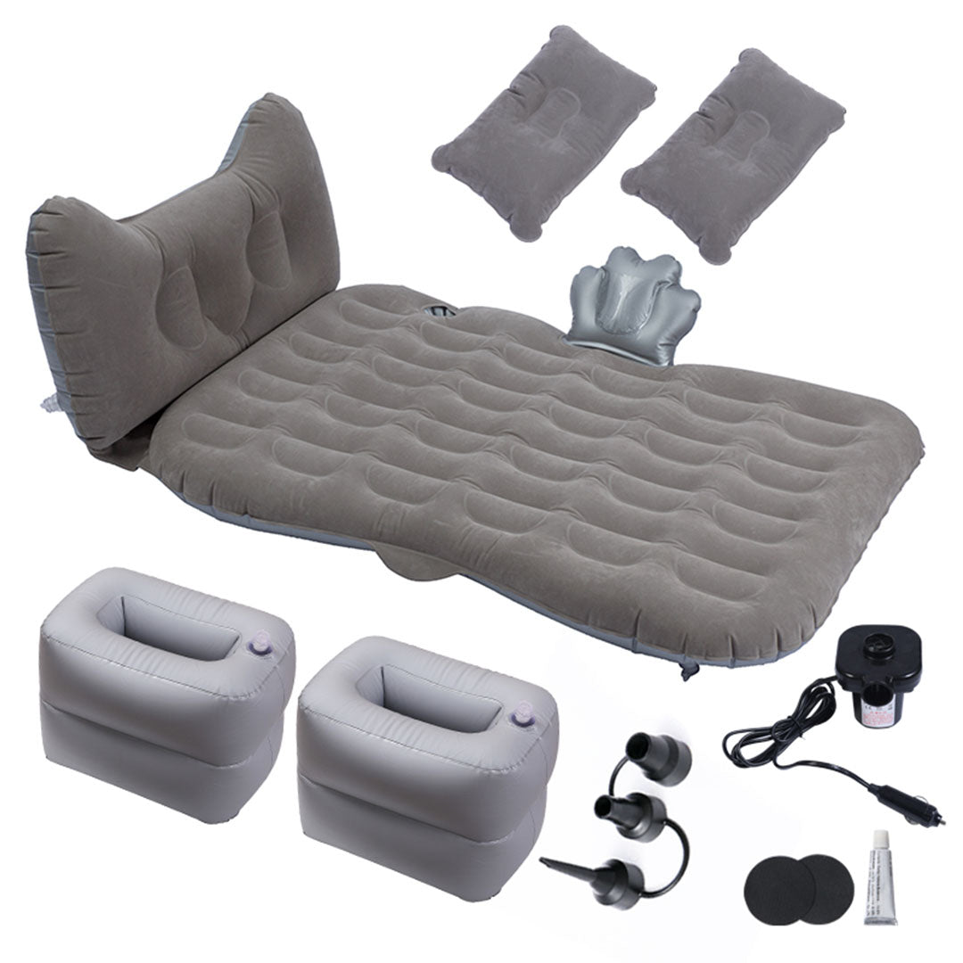 SOGA Grey Honeycomb Inflatable Car Mattress Portable Camping Air Bed Travel Sleeping Kit Essentials • LUZ-CarMat011