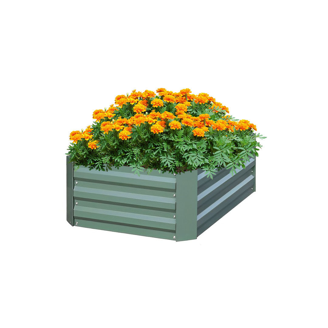 SOGA 100cm Square Galvanised Raised Garden Bed Vegetable Herb Flower Outdoor Planter Box • LUZ-MetalBGre511